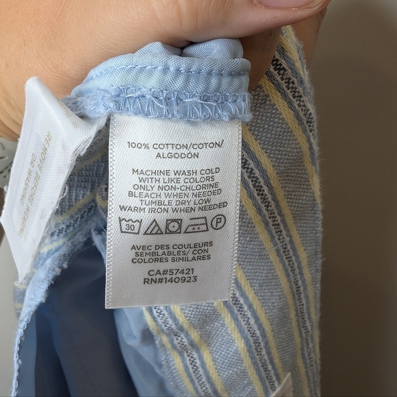 LOFT Women's Size 12 100% Cotton Blue Yellow Striped Riviera Short - Picture 5 of 10